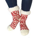 Fairisle Christmas Slipper Socks with Fleece Lining