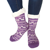 Fairisle Christmas Slipper Socks with Fleece Lining