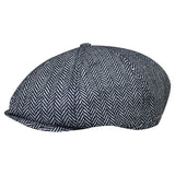 8 Panel Herringbone Wool Blend Baker Boy Cap