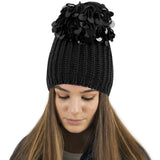 black sequin beanie hat