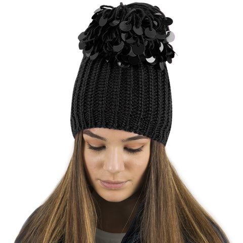 TOSKATOK® Femmes Hiver Rib Bonnet/Beanie avec Chunky détachable en Fausse  Fourrure Bobble Pom Pom-Taille Unique-Black-Cream : : Mode