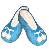blue bedroom slippers with pom pom