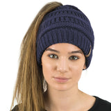 womens navy ponytail hat for running
